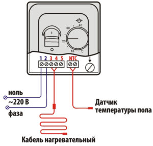 Схема подключения терморегулятора теплого пола